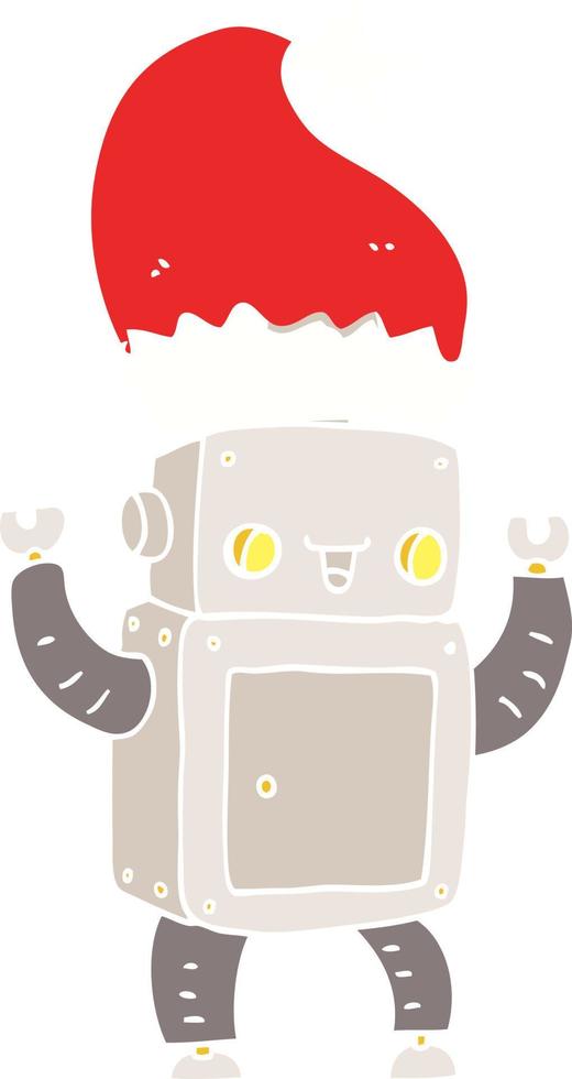 flat color style cartoon christmas robot vector