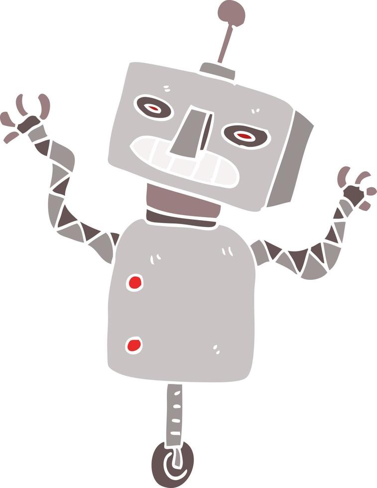 cartoon doodle robot on wheel vector