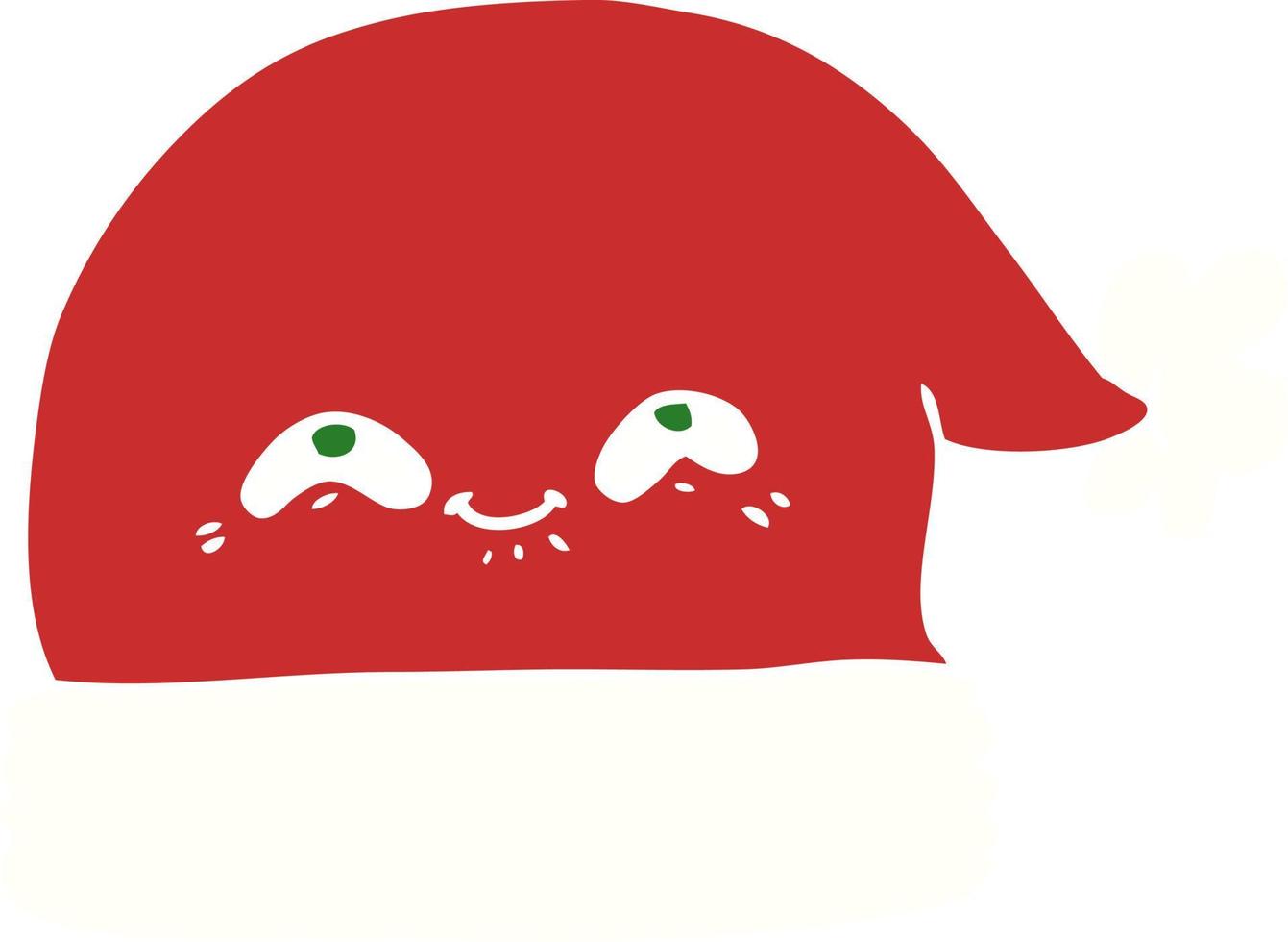 sombrero de santa de navidad de dibujos animados de estilo de color plano vector