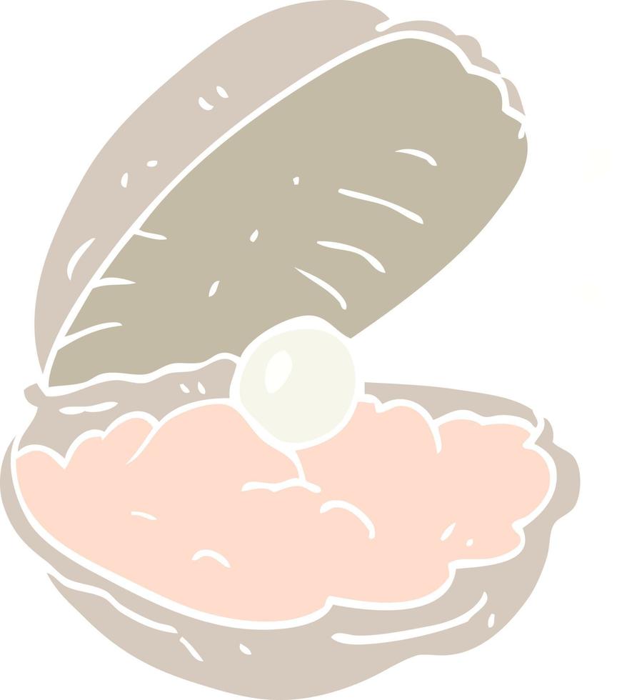 flat color illustration of a cartoon oyster with pearl vector