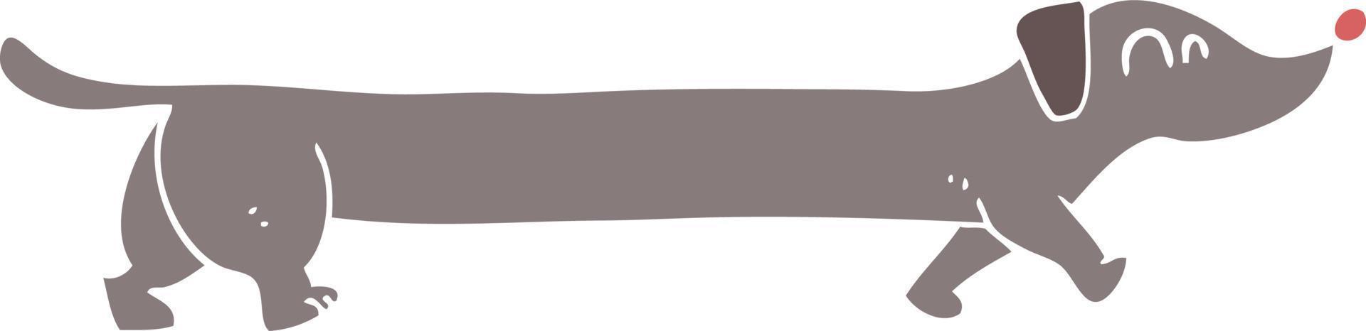 Ilustración de color plano de perro salchicha vector