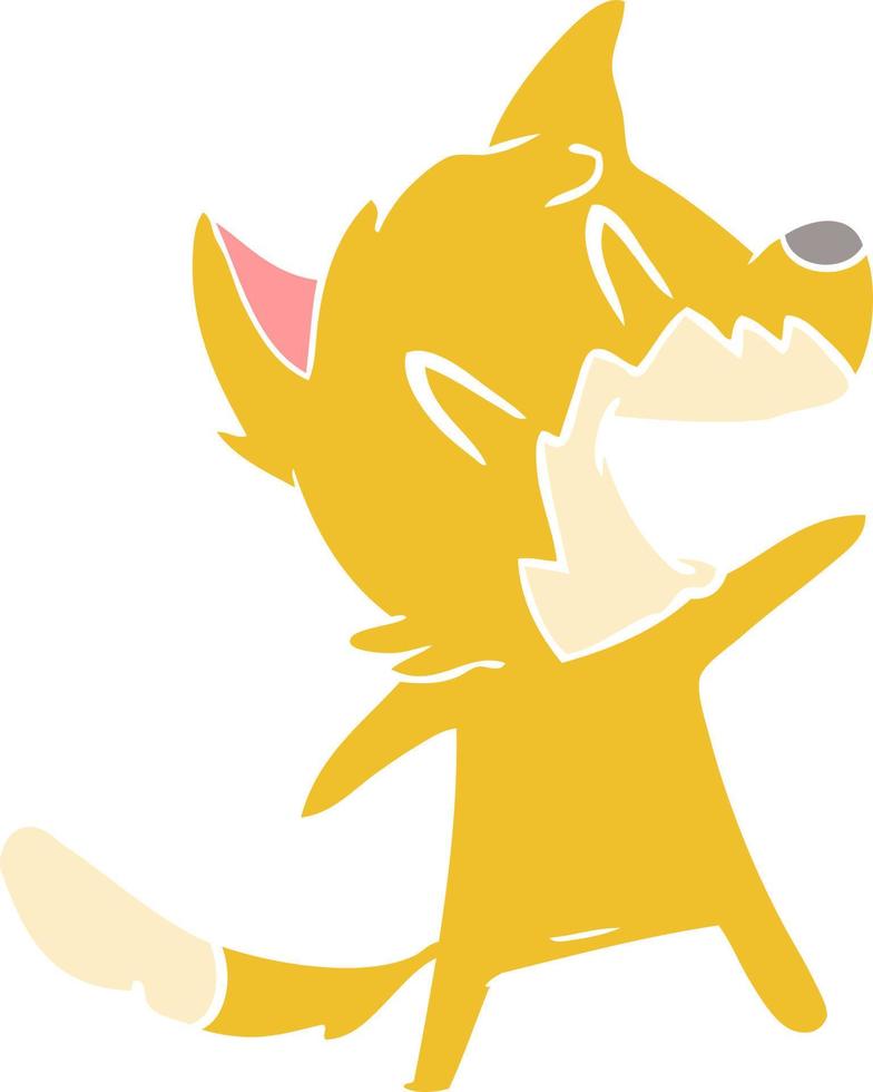 laughing fox flat color style cartoon vector