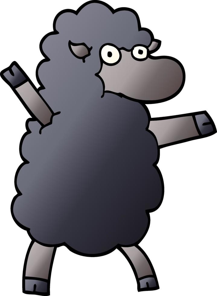 cartoon doodle black sheep vector