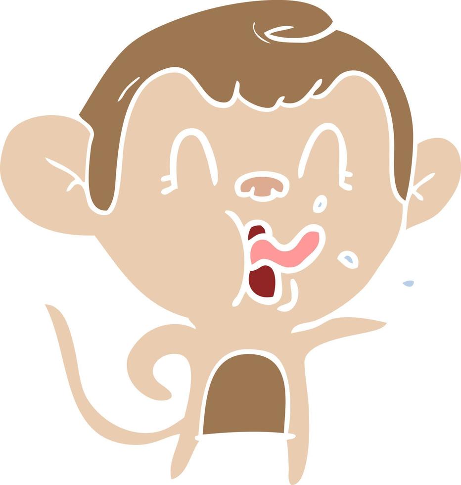 crazy flat color style cartoon monkey vector