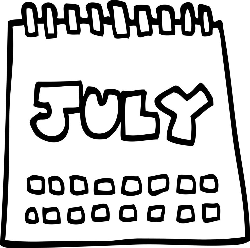 calendario de dibujos animados de dibujo lineal que muestra el mes de julio  12158080 Vector en Vecteezy