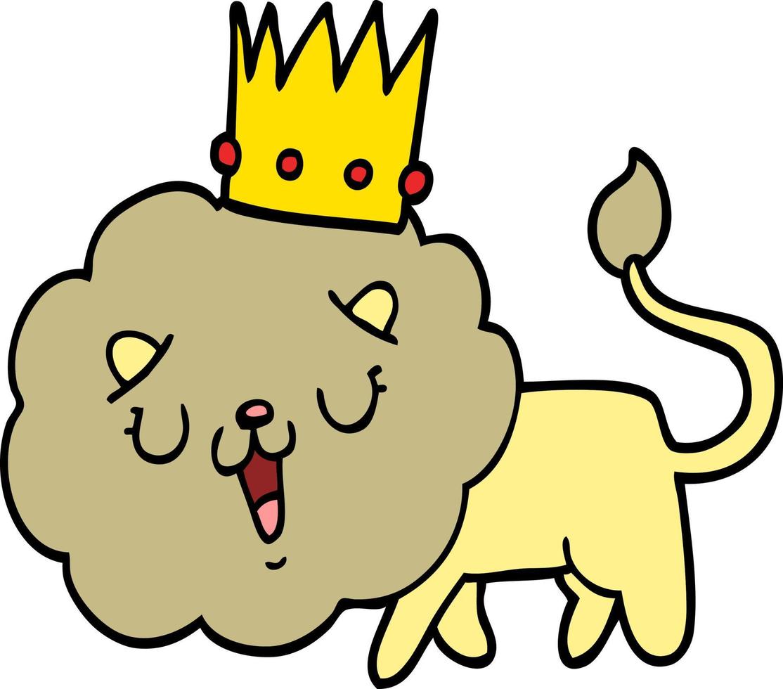 cartoon lion with crown vector