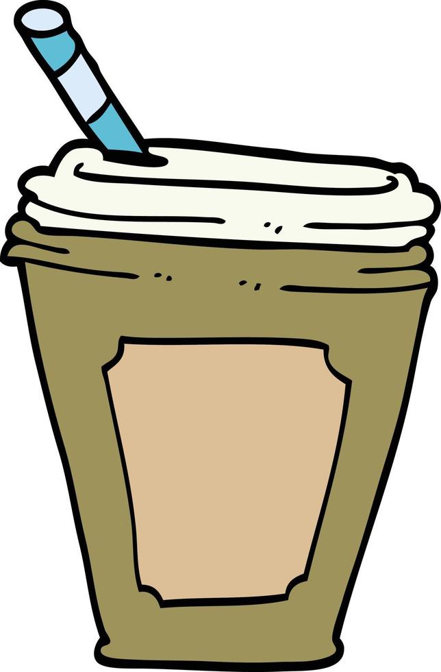 cartoon doodle coffee cup with straw vector