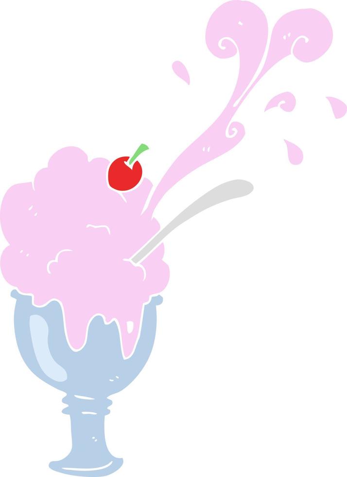 flat color illustration of a cartoon ice cream vector