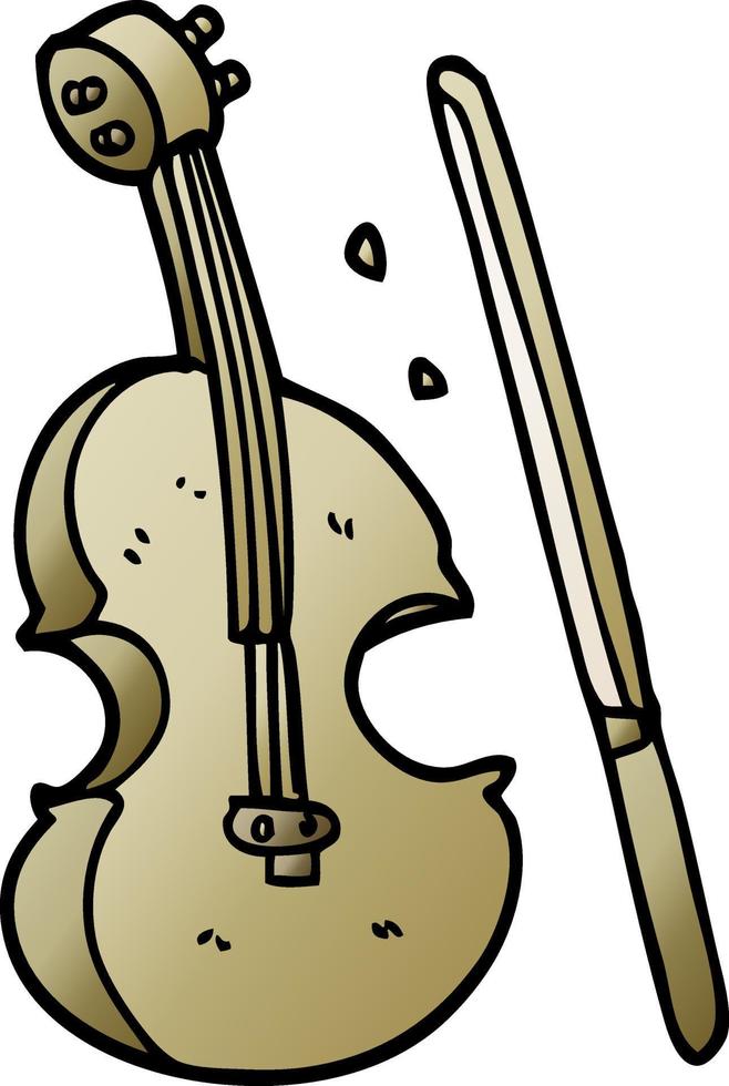 cartoon doodle violin and bow vector