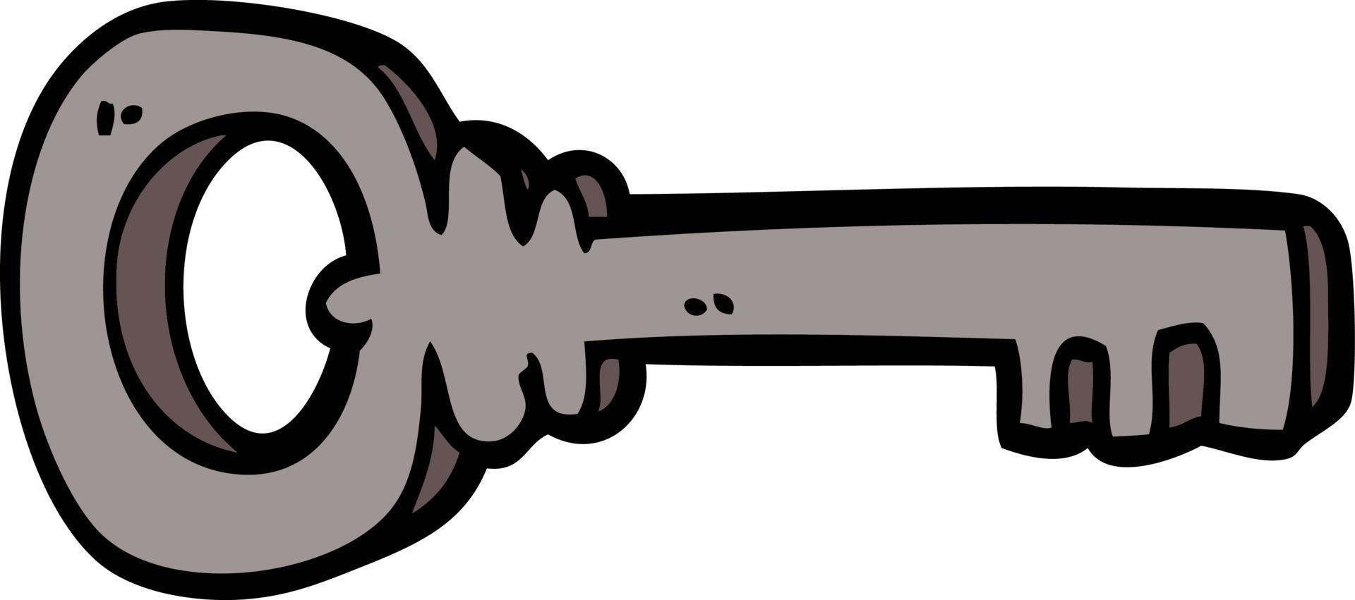 cartoon doodle metal key vector