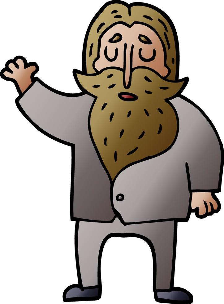 cartoon doodle old man waving vector