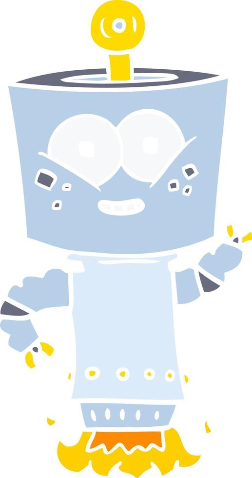 happy flat color style cartoon robot vector