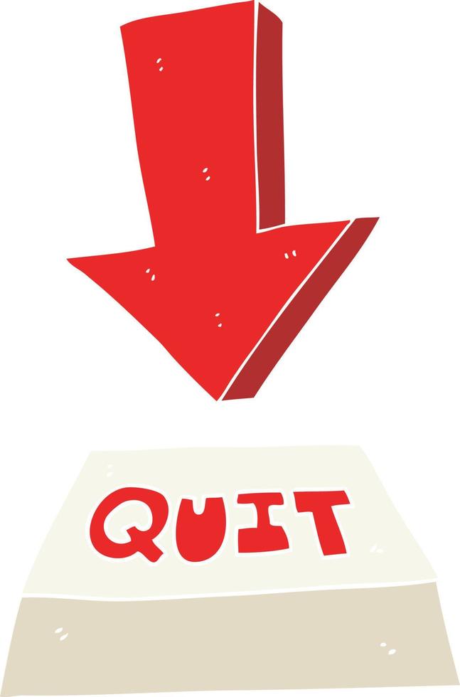 flat color illustration of a cartoon quit button vector