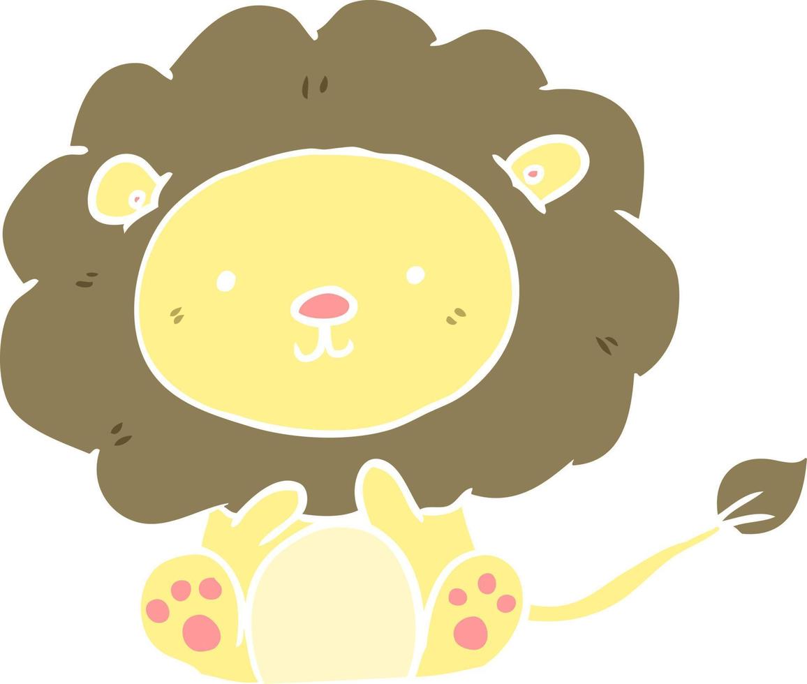 cute flat color style cartoon lion vector