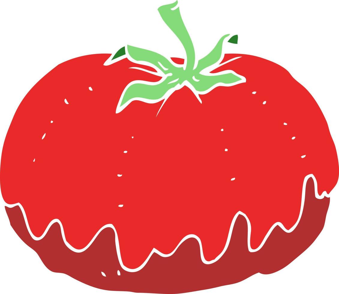 flat color illustration of a cartoon tomato vector