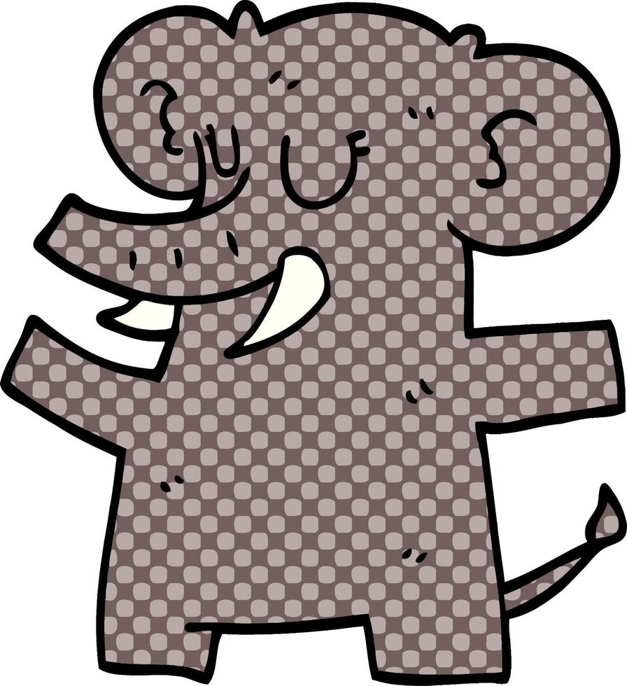 cartoon doodle standing elephant vector