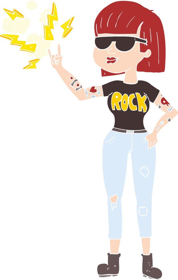 ilustración de color plano de mujer rock vector