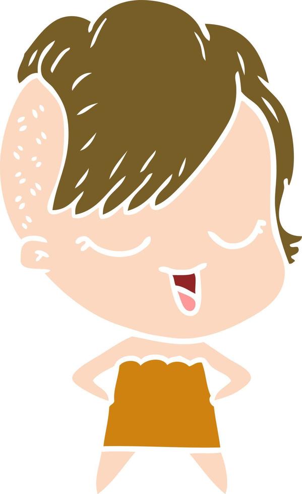 happy flat color style cartoon girl vector