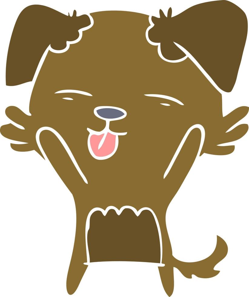 flat color style cartoon dog sticking out tongue vector