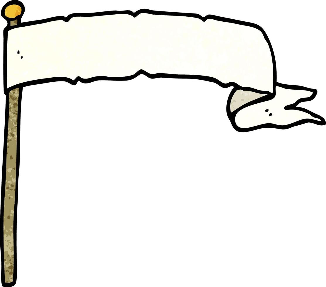 cartoon doodle waving white banner flag vector