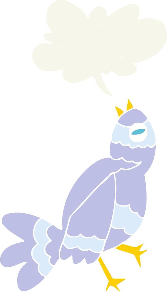 flat color illustration of a cartoon bird singing vector