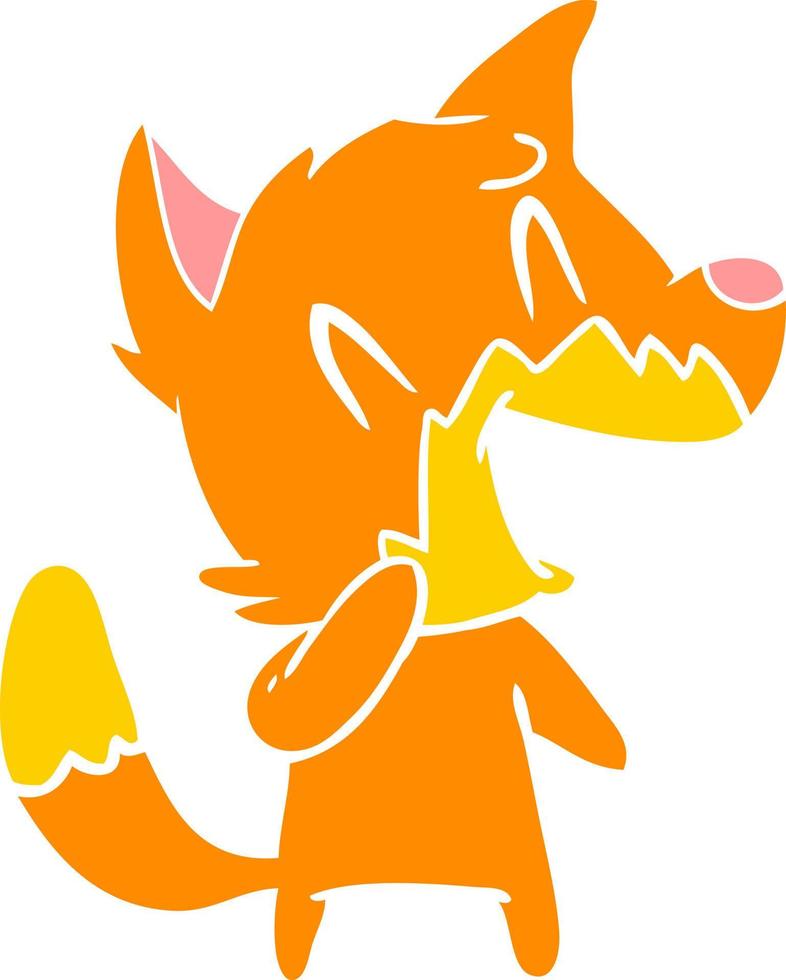 laughing fox flat color style cartoon vector