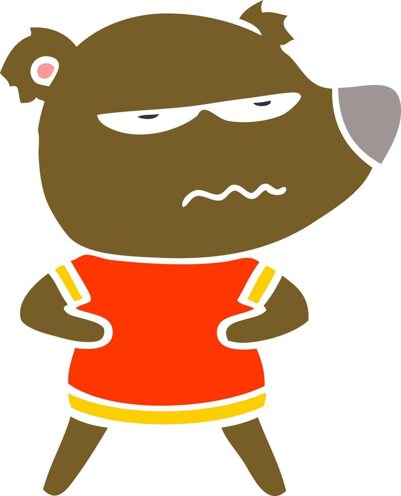 annoyed bear flat color style cartoon vector