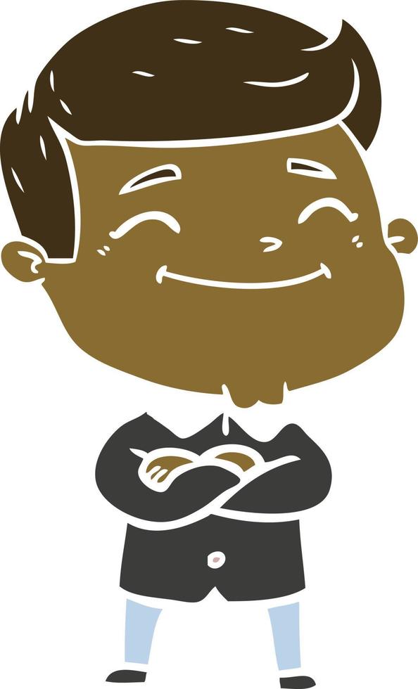 happy flat color style cartoon man vector