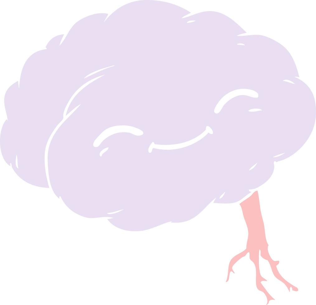 cerebro feliz de dibujos animados de estilo de color plano vector