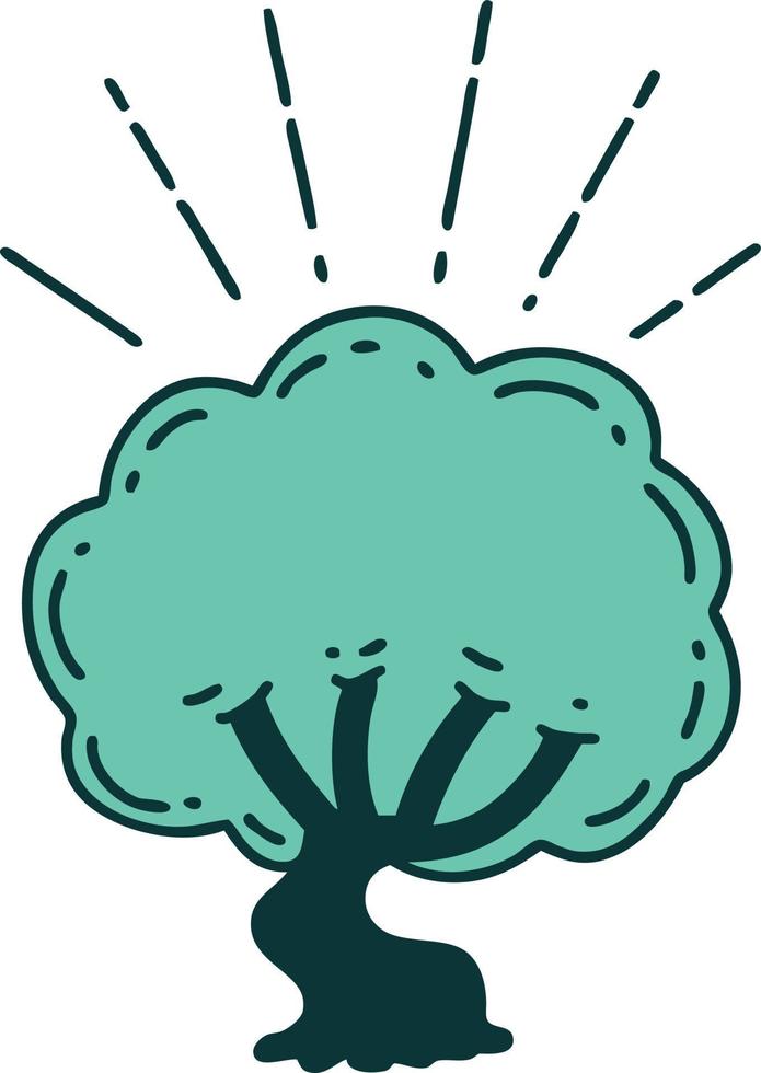 traditional tattoo style tree vector