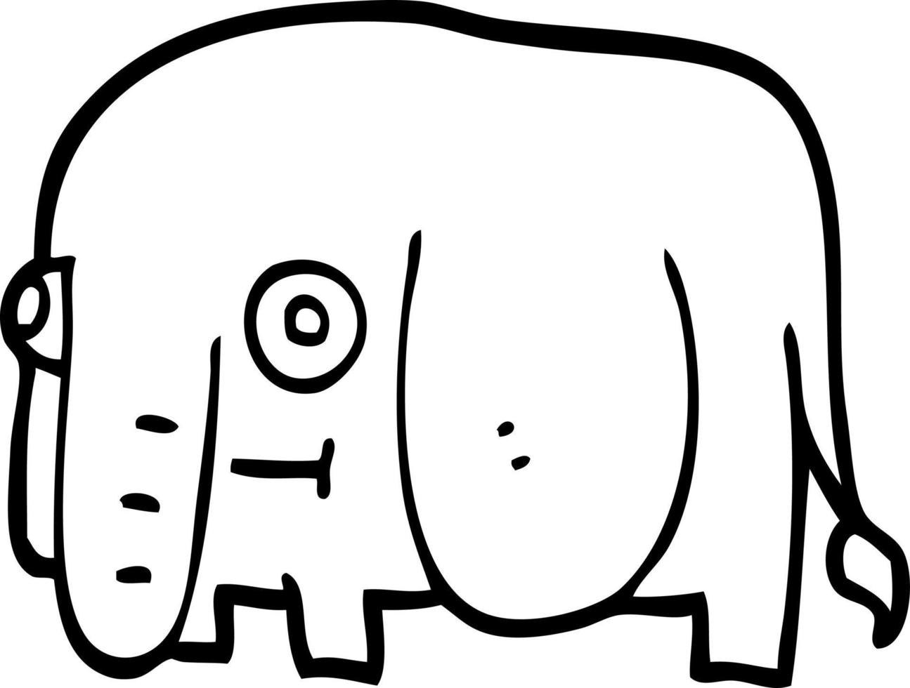 line drawing cartoon elephant vector