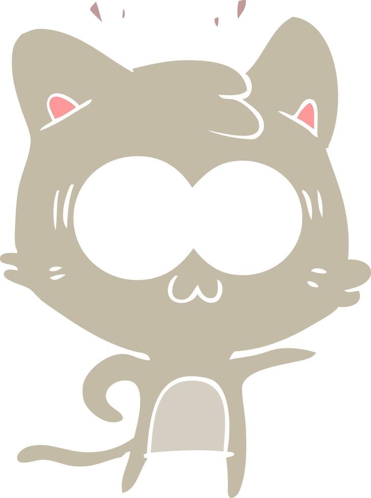 flat color style cartoon surprised cat vector