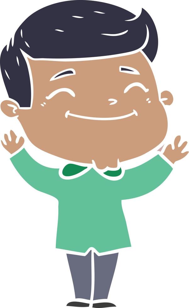 happy flat color style cartoon man vector