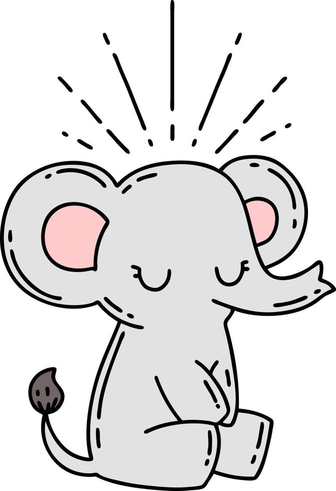 traditional tattoo style cute elephant vector
