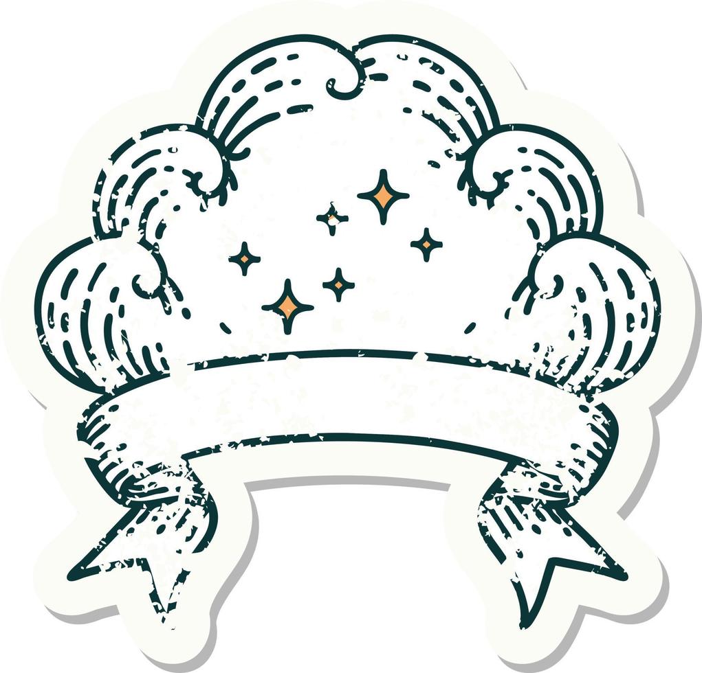 grunge sticker with banner of a cloud vector