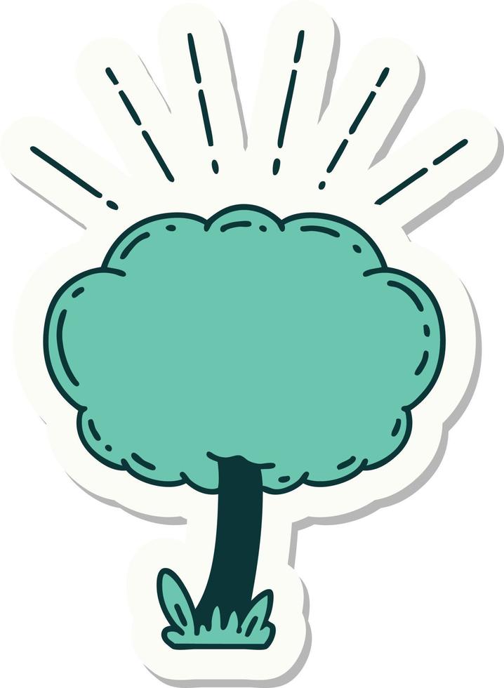 sticker of tattoo style tree vector