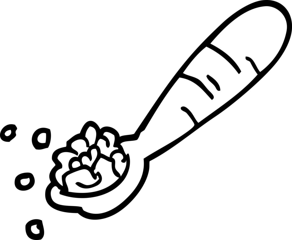 line drawing cartoon spoon of cereal vector