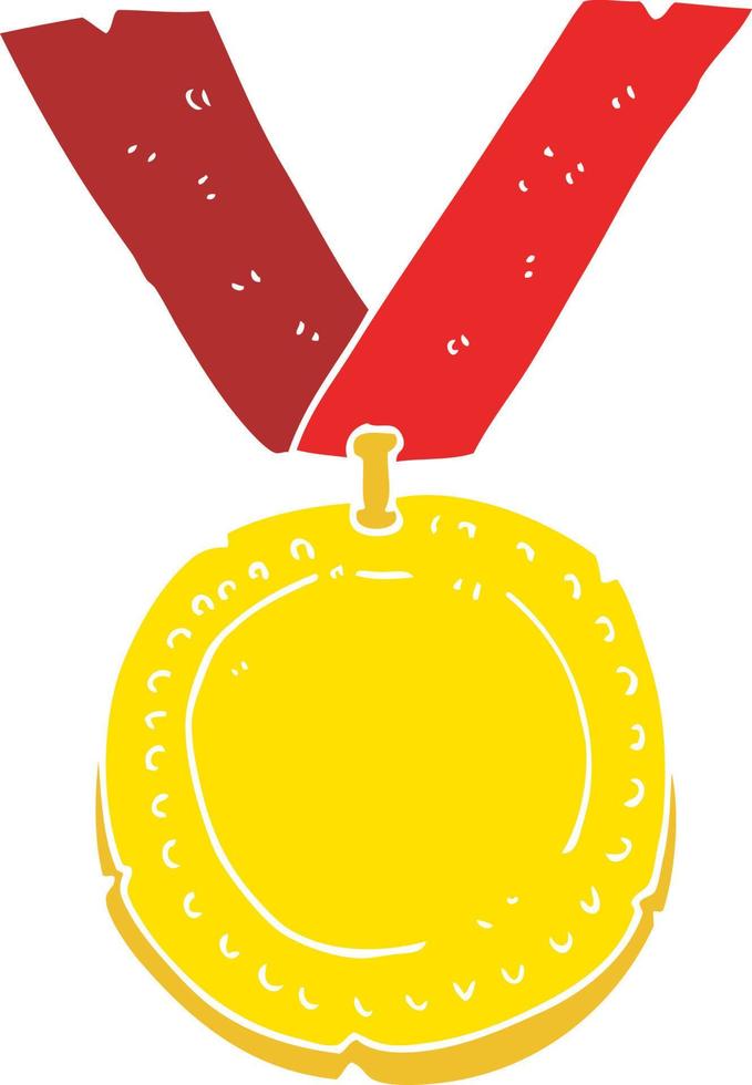 flat color illustration of a cartoon medal vector