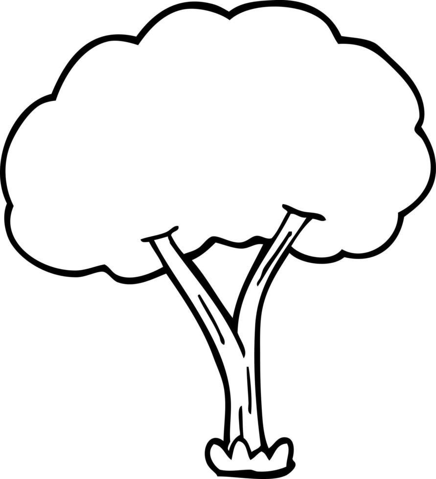 line drawing cartoon blooming tree vector