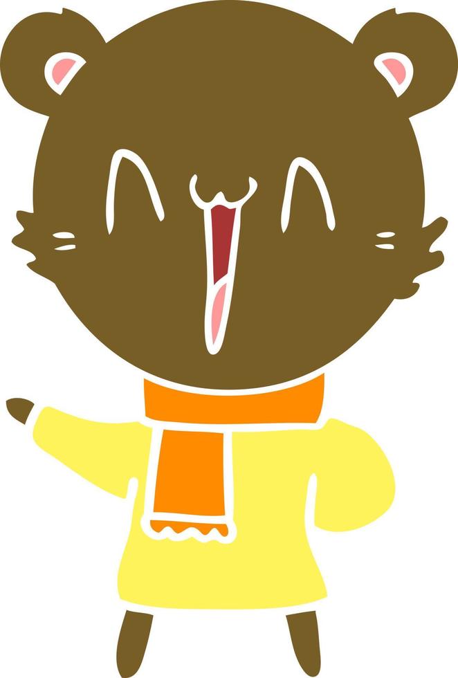 happy bear flat color style cartoon vector