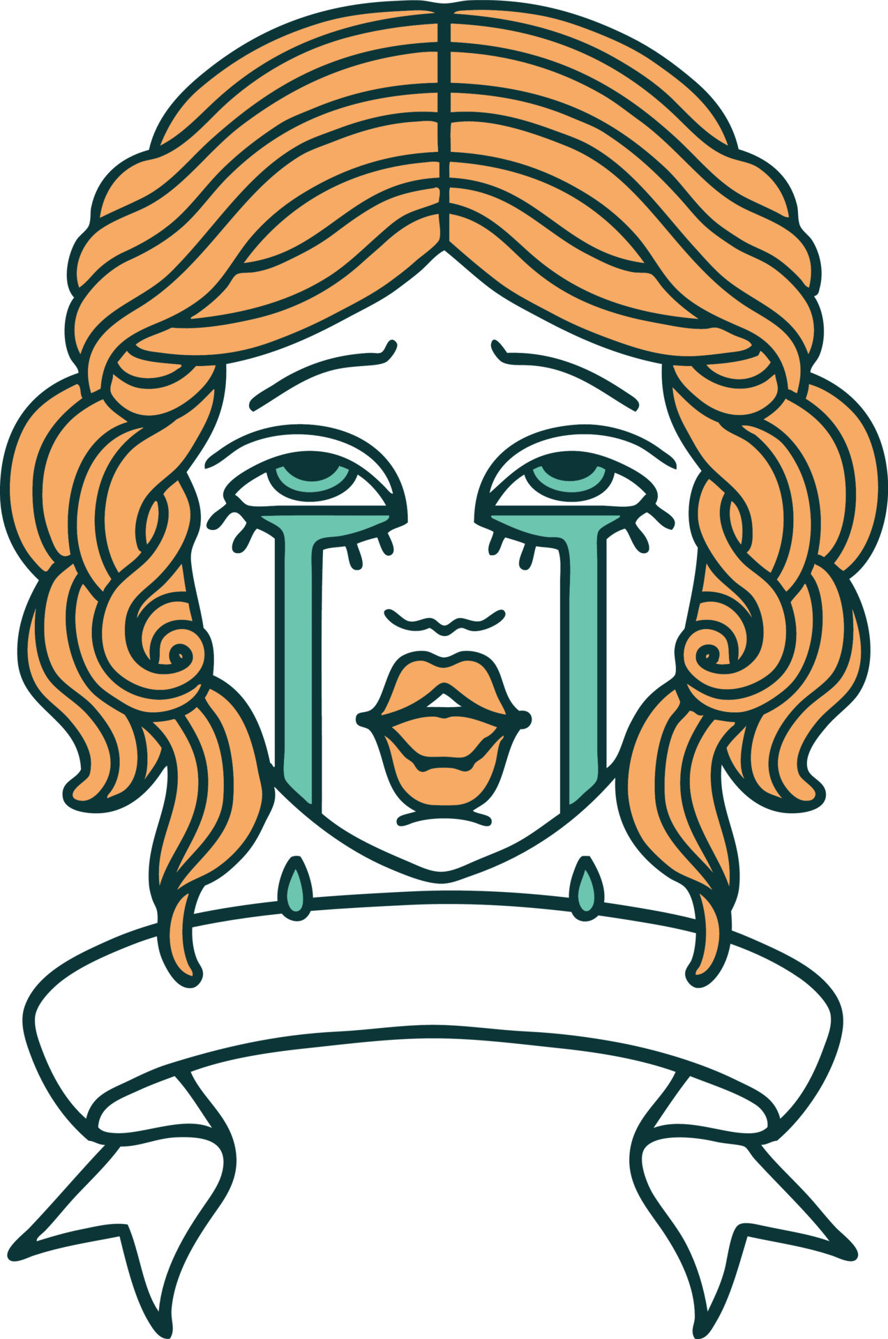 traditional tattoo with banner of a very happy crying female face 12159022 Vector Art at Vecteezy Traditional Tattoo With Banner Of A Very Happy Crying Female Face 12159022 Vector Art At Vecteezy
