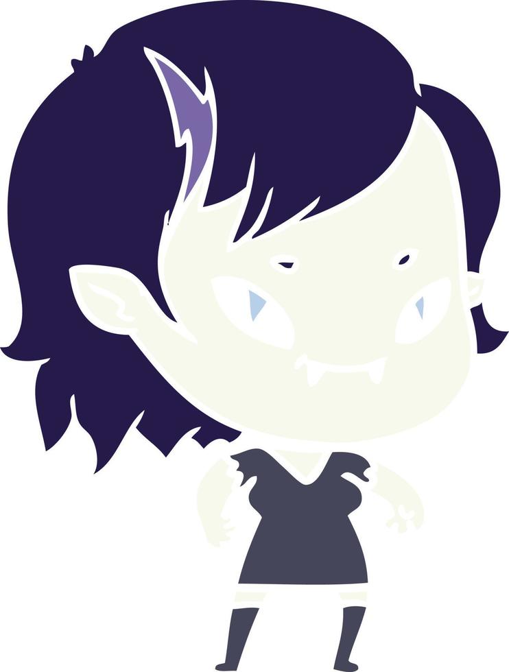 flat color style cartoon friendly vampire girl vector