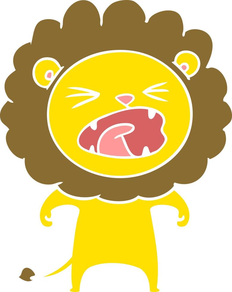 flat color style cartoon angry lion vector