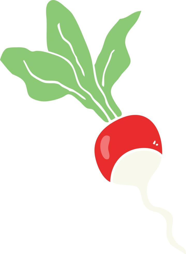flat color illustration of a cartoon radish vector
