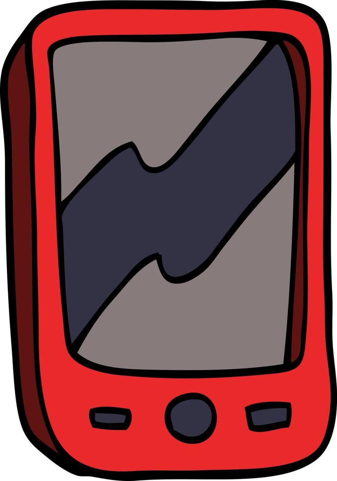 cartoon doodle of a red mobile phone vector