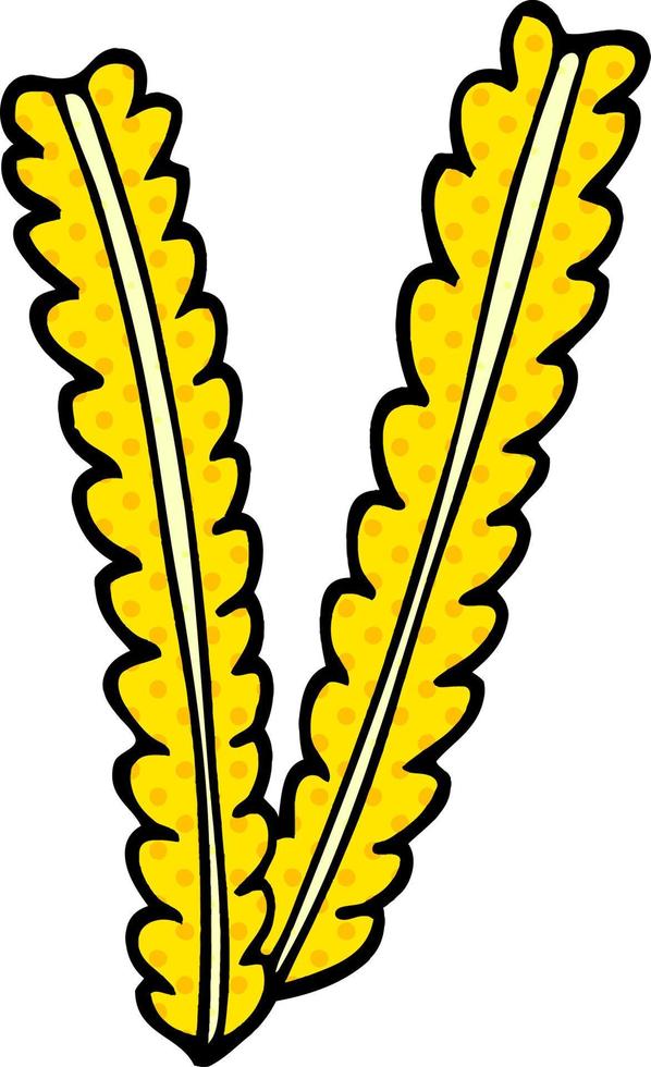 cartoon doodle strands of wheat vector