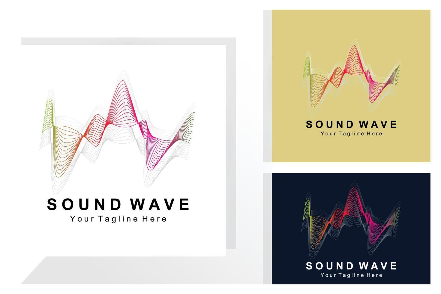diseño de logotipo de onda de sonido, vector de flujo de música, ilustración de fondo y papel tapiz