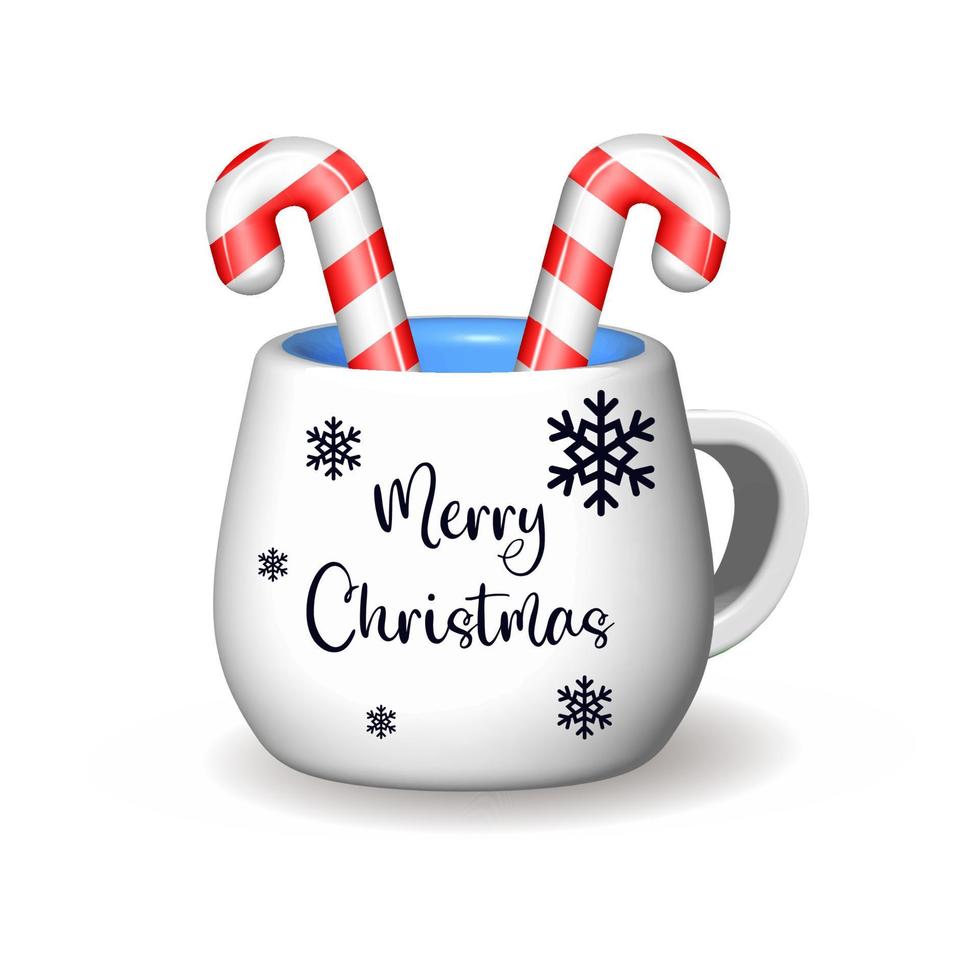 ilustración vectorial de una taza 3d con dulces navideños vector