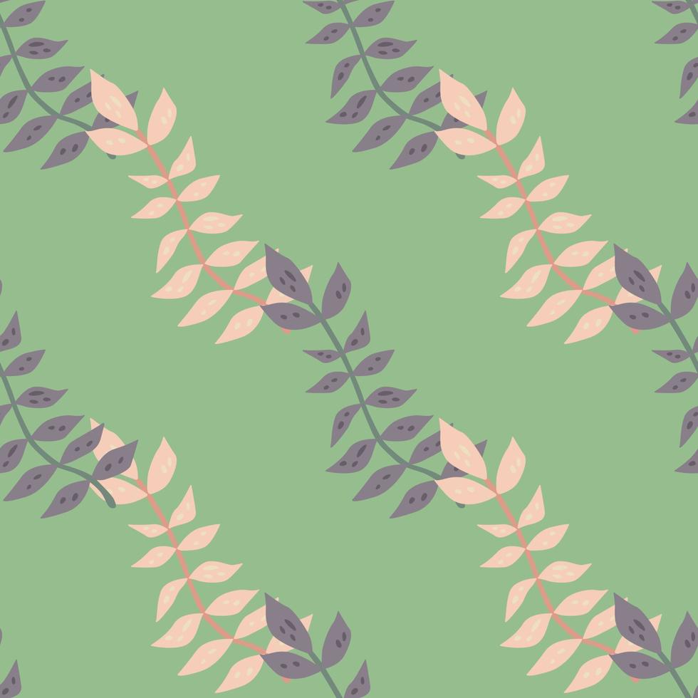 Hand drawn branches with leaves seamless pattern. Simple organic background. vector