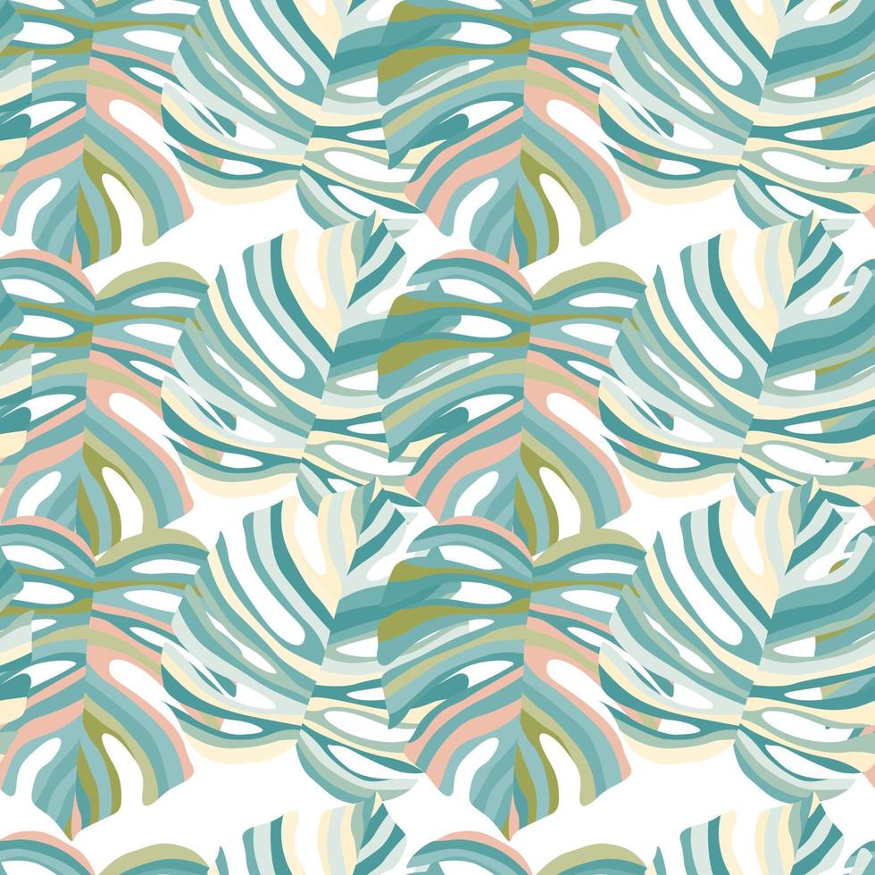 Monstera leaf tropical seamless pattern. palm leaves endless background. Botanical wallpaper. vector